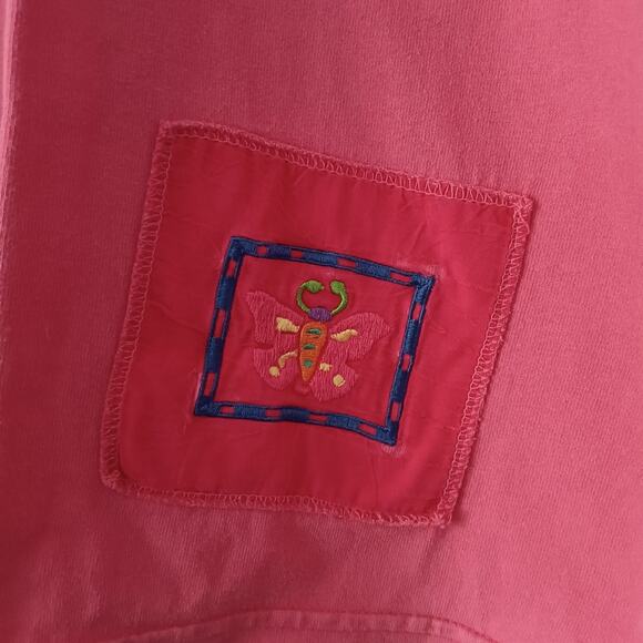 Vintage Johnny Was Embroidered Butterfly Cotton T-Shirt Pink 1X - Picture 3 of 6